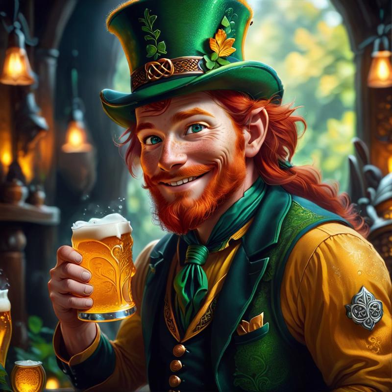 00227-993220413-man leprechaun, freckles, red hair, leprechaun top hat, celtic background, shy smile, yellow beer.jpg